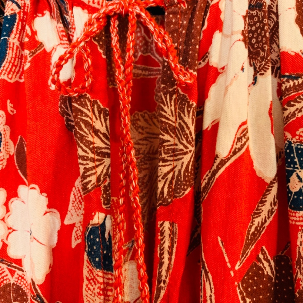 Ulla Johnson Red Liv Floral Mini Dress Size 8 Long Sleeves Cotton Blend Boho - Picture 8 of 16